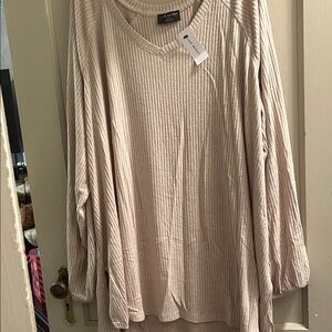 Lane Bryant Cream Ribbed Tunic Top